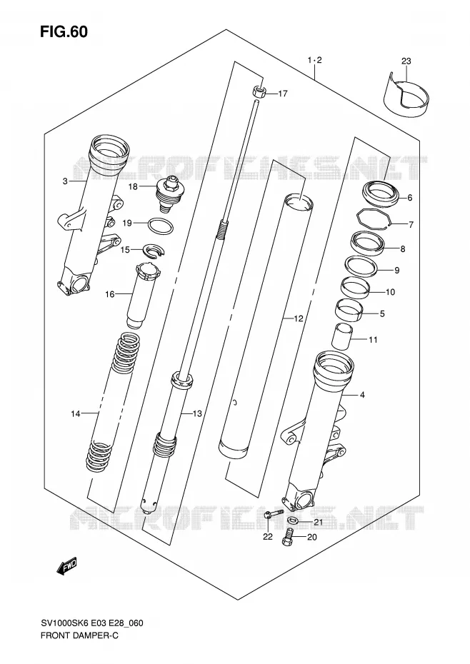 FRONT SCHOKDEMPER Suzuki MOTO 1000 SV 2007  SV1000SK7(E3/E28)