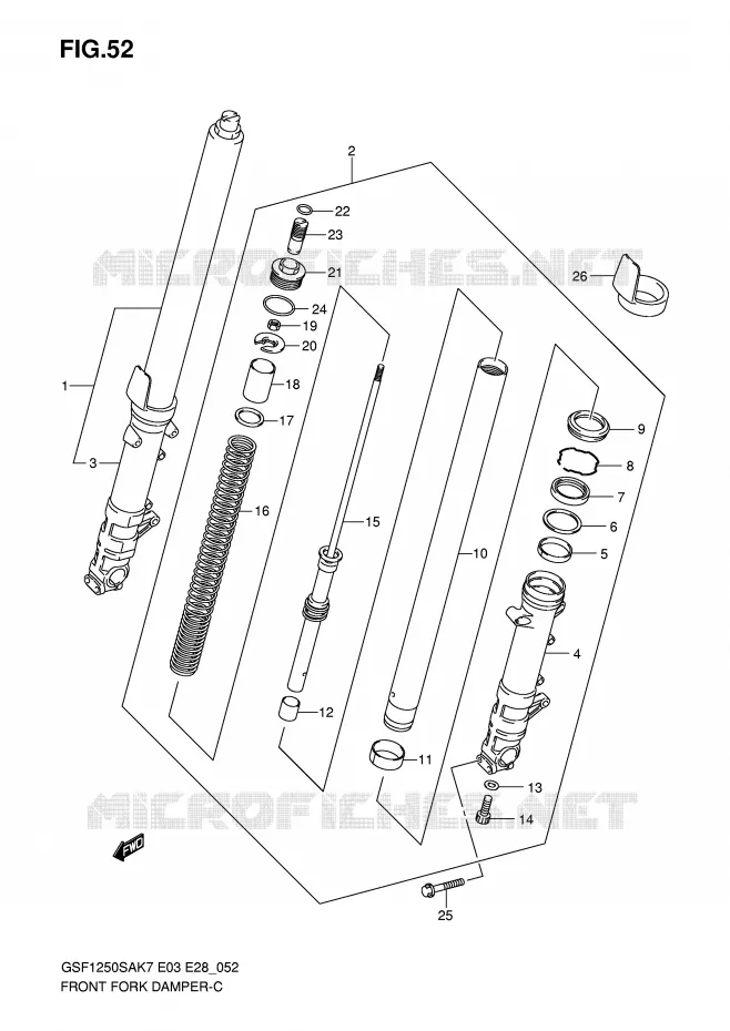 FRONT SCHOKDEMPER Suzuki MOTO 1250 BANDIT-S 2008  GSF1250SAK8(E3/E28)