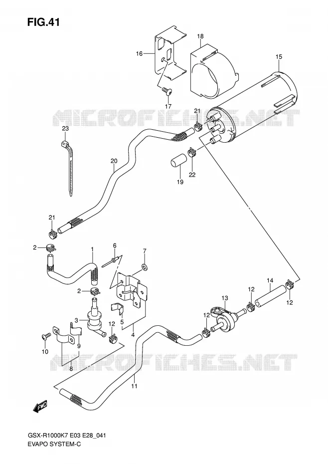 FUEL EVAP SYSTEM (E33) Suzuki MOTO 1000 GSX-R 2008  GSX-R1000 K8 (E28)