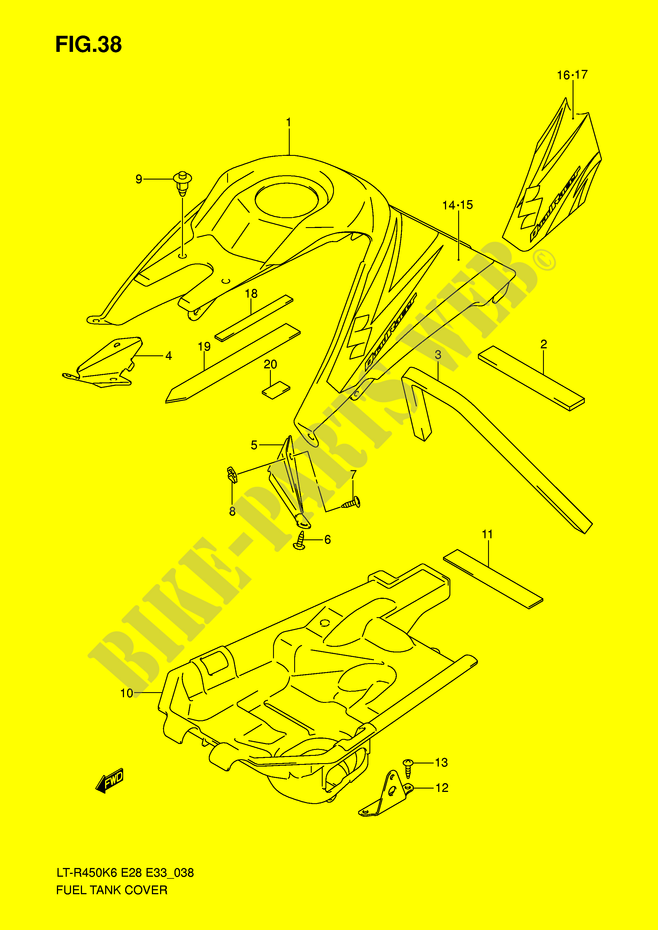 FUEL TANK COVER (MODEL K6/K7) voor Suzuki QUADRACER 450 2009