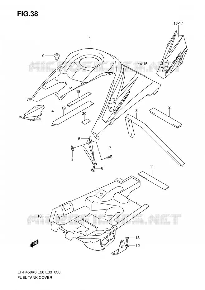 FUEL TANK COVER (MODEL K6/K7) Suzuki QUAD 450 QUADRACER 2010  LT-R450ZL0(E28/E33)