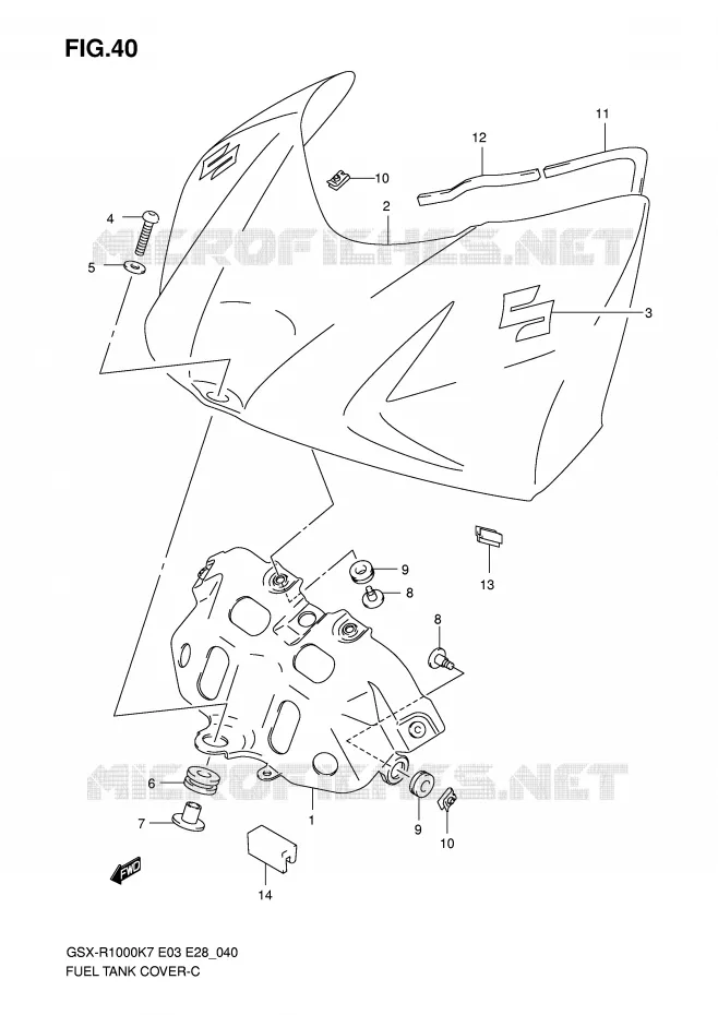 FUEL TANK VOORKLEP (MODEL K7) Suzuki MOTO 1000 GSX-R 2008  GSX-R1000 K8 (E28)