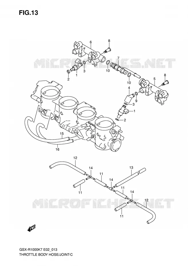 GASKLEPHUIS SLANG / JOINT Suzuki MOTO 1000 GSX-R 2007  GSX-R1000U2K7(E2)
