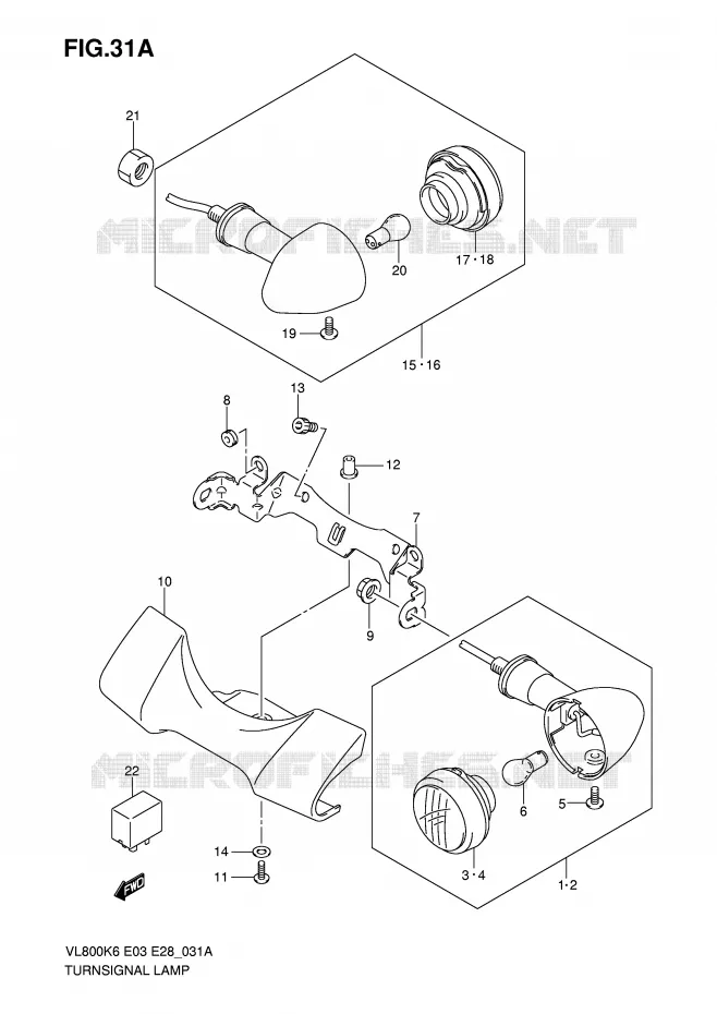 INDICATOREN (MODEL K7/K8) Suzuki MOTO 800 INTRUDER 2009  VL800K9(E3/E28)