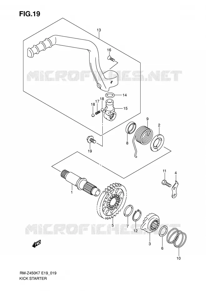 KICKSTARTER Suzuki MOTO 450 RM-Z 2007  RM-Z450K7(E19)