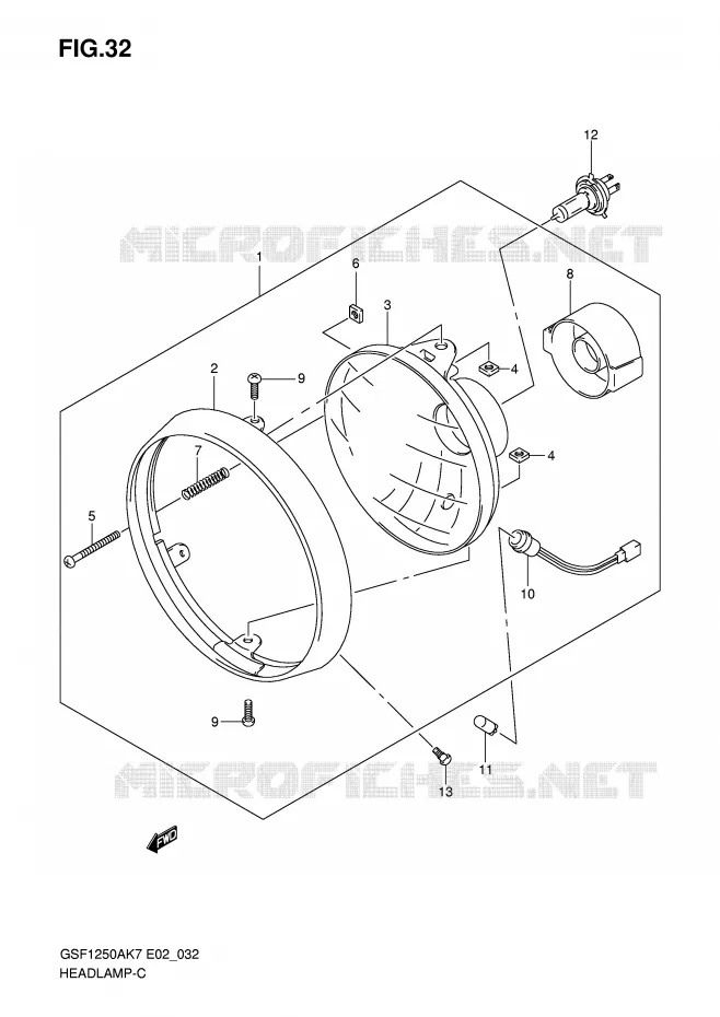 KOPLAMP (GSF1250K7/K8/K9/AK7/AK8/AK9 E2,E19,P37) Suzuki MOTO 1250 BANDIT-S 2007  GSF1250SK7(E2)