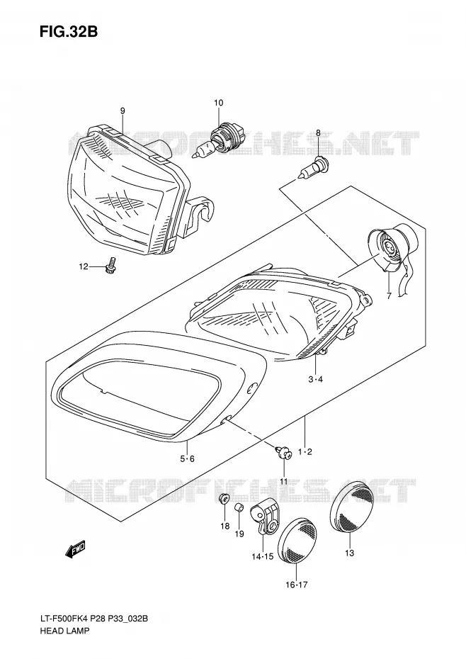 KOPLAMP (MODEL K6/K7) Suzuki QUAD 500 VINSON 2007  LT-F500FK7(P28/P33)