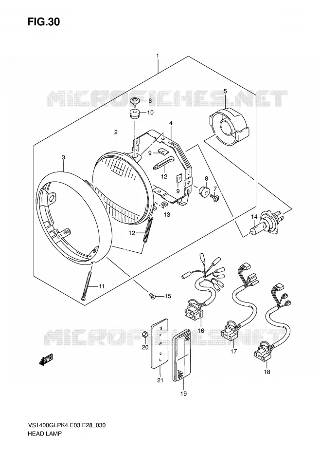 KOPLAMP Suzuki MOTO 1400 INTRUDER 2008  VS1400K8(E3/E28)