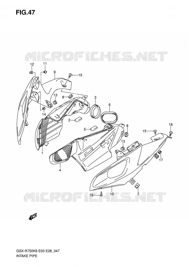 LUCHTKANAAL Suzuki MOTO 750 GSX-R 2006  GSX-R750K6(E3/E28)