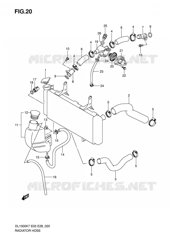 RADIATOR SLANG Suzuki MOTO 1000 V-STROM 2007  DL1000K7(E3/E28)