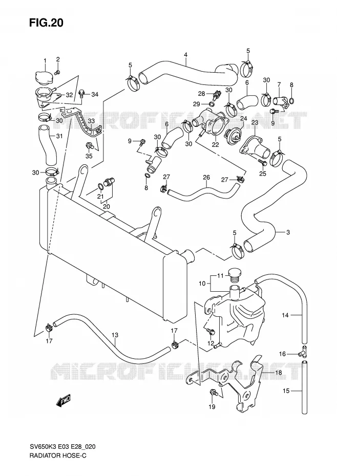 RADIATOR SLANG Suzuki MOTO 650 SV 2007  SV650K7/SK7(E3/E28)