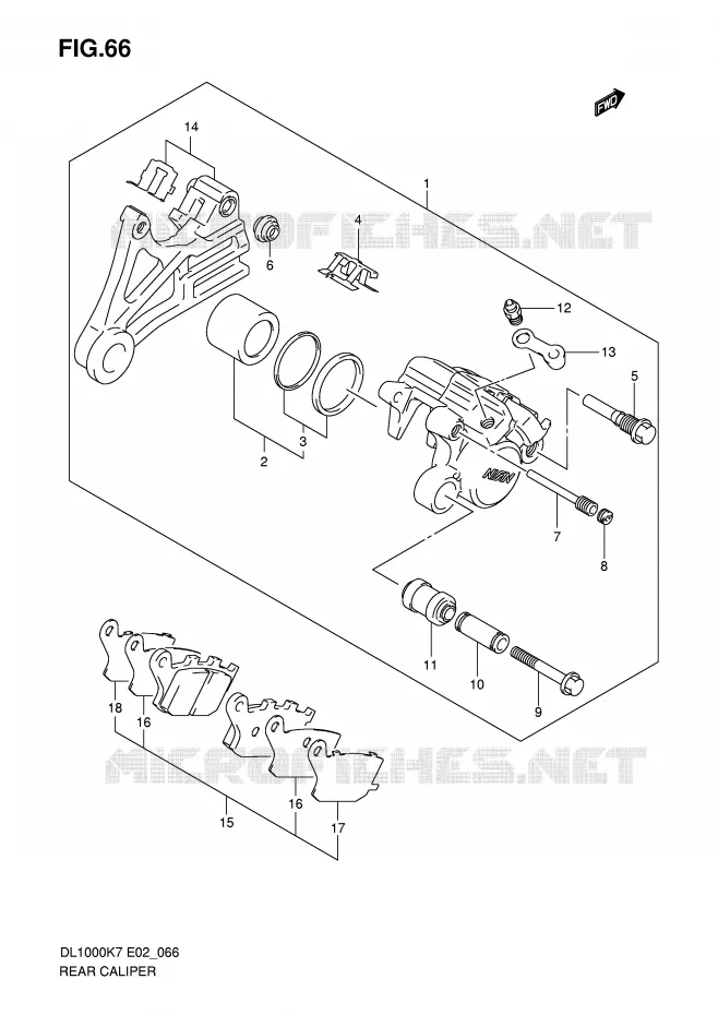 REAR CALIPER Suzuki MOTO 1000 V-STROM 2008  DL1000K8(E2)