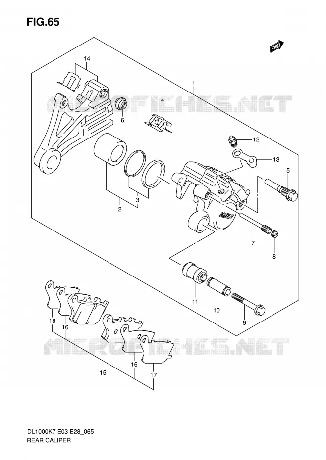 REAR CALIPER Suzuki MOTO 1000 V-STROM 2009  DL1000K9(E3/E28)