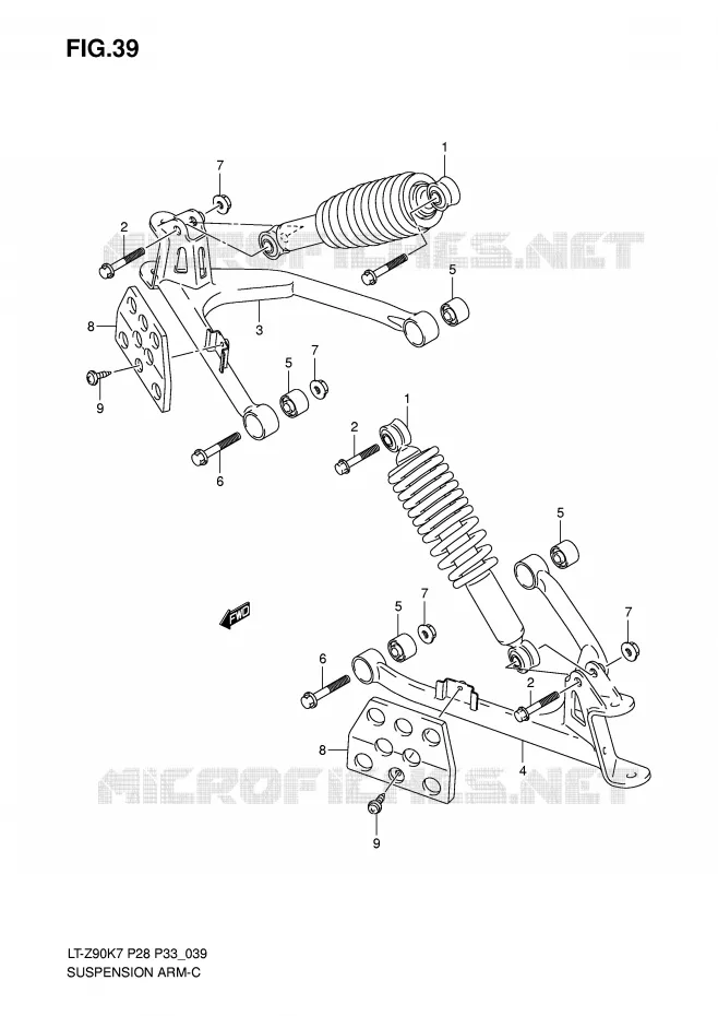 SCHOKDEMPER - VORKBEEN Suzuki QUAD 90 QUADSPORT 2008  LT-Z90K8(P28/P33)