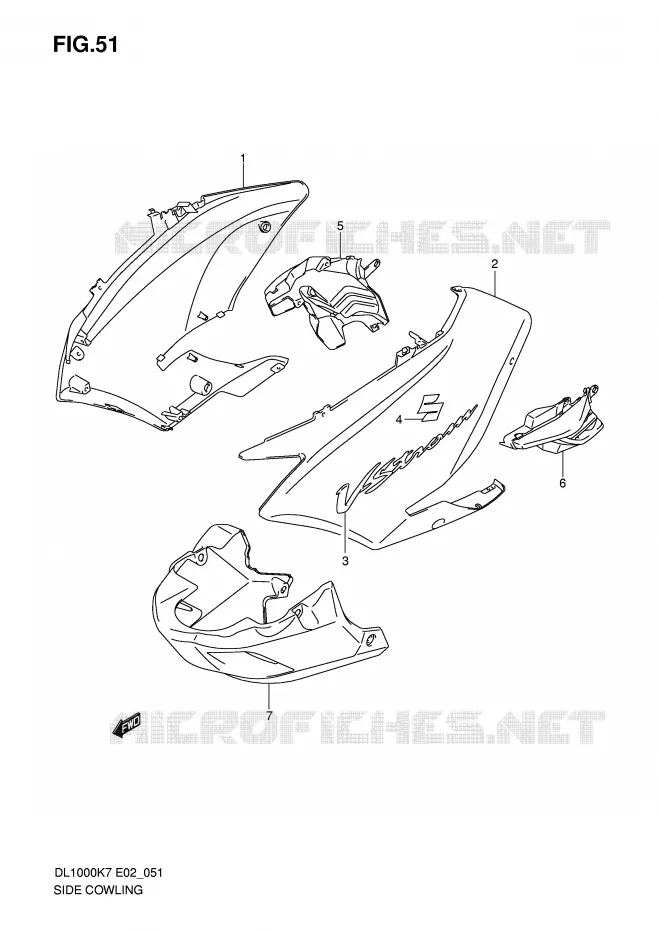 SIDE KUIP (MODEL K7/K8) Suzuki MOTO 1000 V-STROM 2008  DL1000K8(E2)