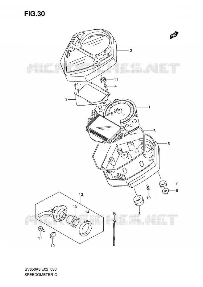 SNELHEIDSMETER (SV650SK3/SK4/SUK3/SUK4) Suzuki MOTO 650 SV 2004  SV650K4(E2)
