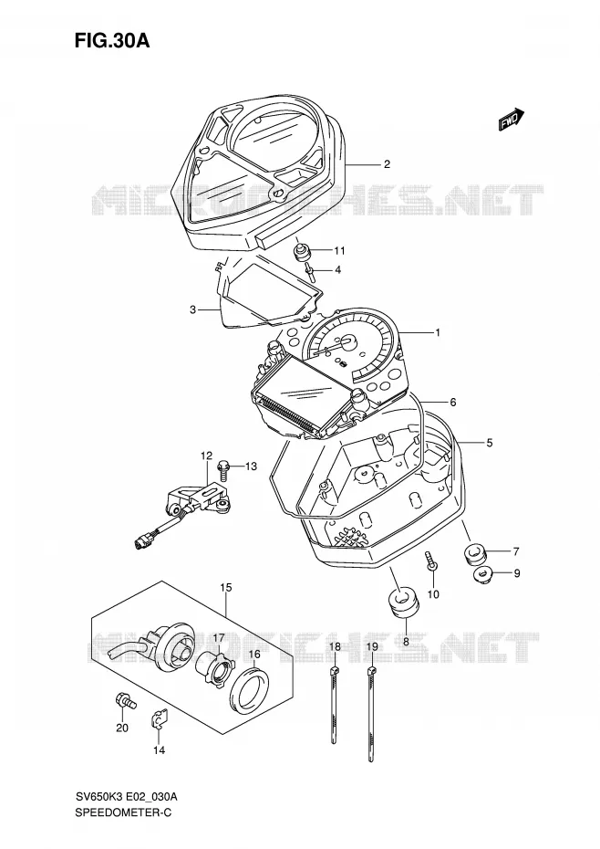 SNELHEIDSMETER (SV650SK5/SK6/SK7/SUK5/SUK6/SUK7) Suzuki MOTO 650 SV-S 2003  SV650SUK3(E2)