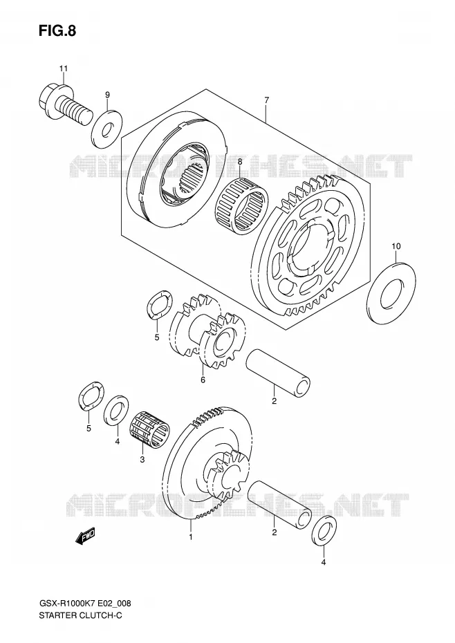 STARTMOTOR CLUTCH Suzuki MOTO 1000 GSX-R 2007  GSX-R1000K7(E2)