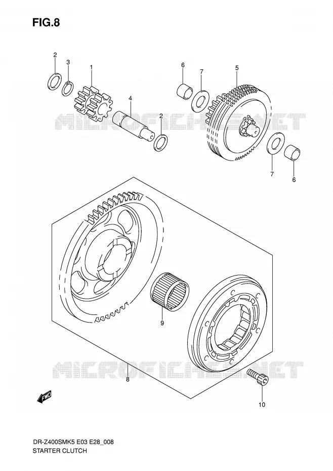STARTMOTOR CLUTCH Suzuki MOTO 400 DR-Z 2008  DR-Z400SMK8(E3/E28)