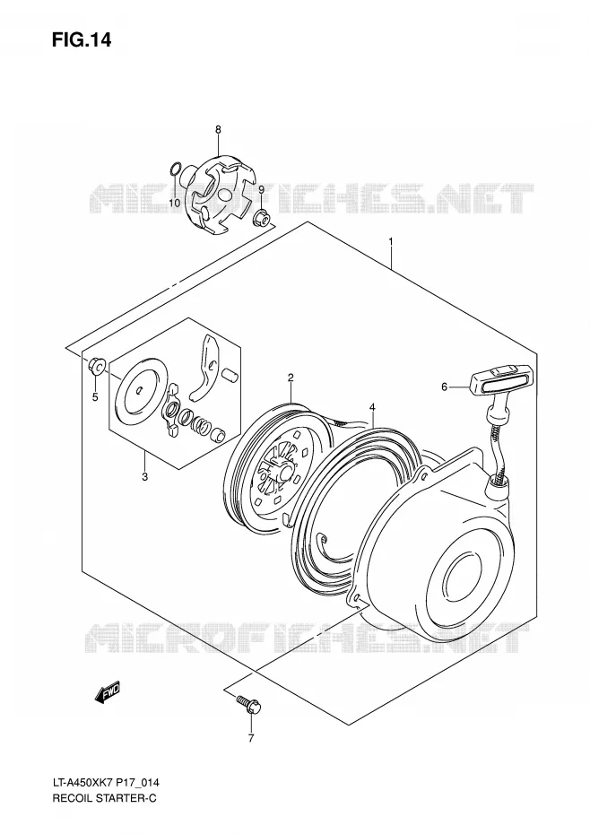 TERUGLOOPSTARTER (MODEL K7/K8/K9) Suzuki QUAD 450 KINGQUAD 2007  LT-A450XK7(P17)