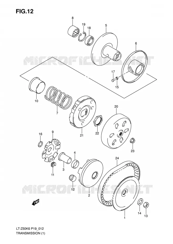 TRANSMISSION (1) Suzuki QUAD 50 QUADSPORT 2011  LT-Z50K9(P19)