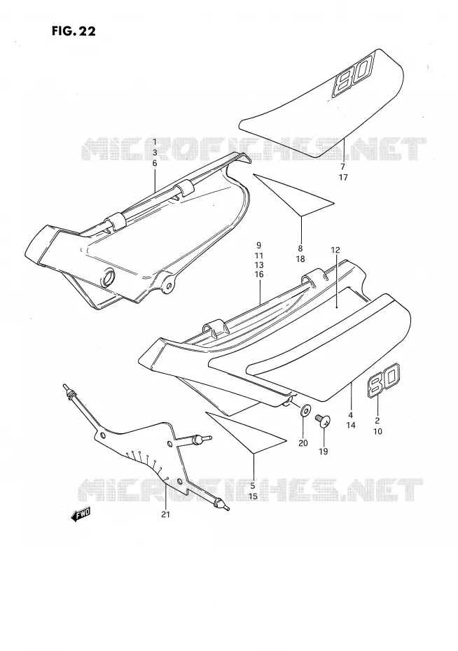 ACHTER KUIP  (MODELE F/G/H/J/K/L/M) Suzuki MOTO 80 DS 1989  DS80K(E3)