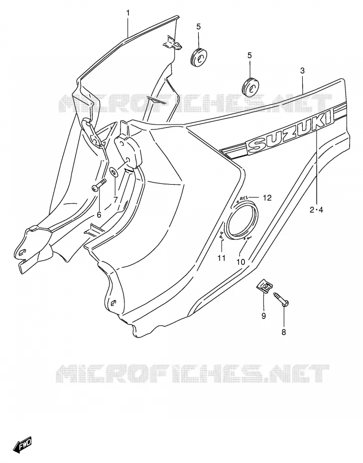 ACHTER KUIP  (MODELE G/R/S/V) Suzuki SCOOTER 100 FB 1997  FB100DV(E71)
