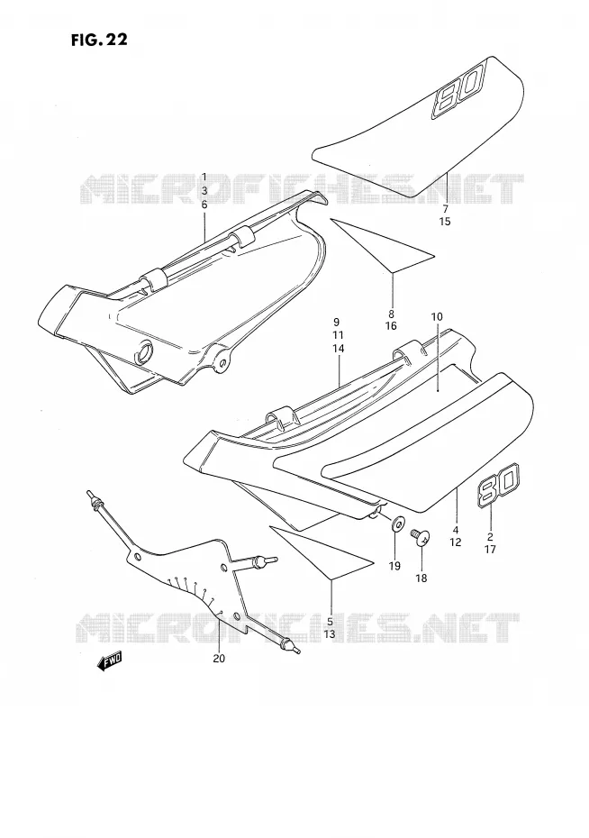 ACHTER KUIP  (MODELE H/J/K/L/M) Suzuki MOTO 80 DS 1985  DS80F(E24)