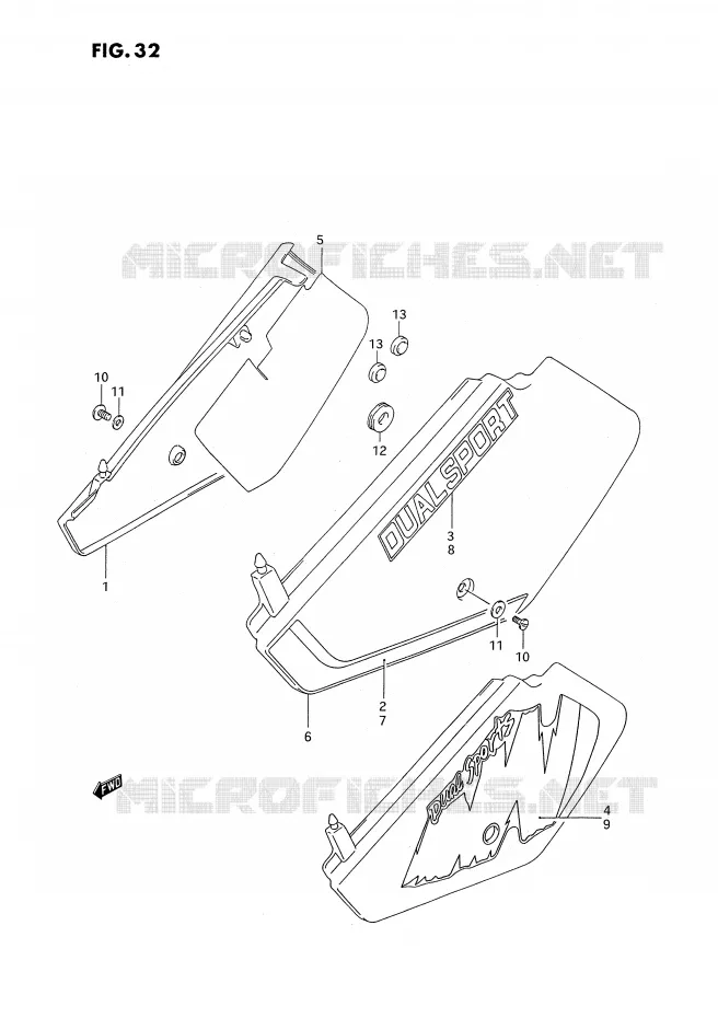 ACHTER KUIP  (MODELE L/M) Suzuki MOTO 350 DR 1992  DR350SN(E2)