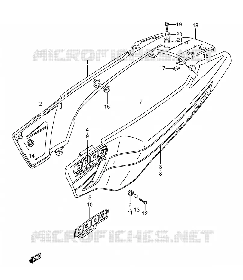 ACHTER KUIP  (MODELE M) Suzuki MOTO 800 DR 1992  DR800SUN(E4)