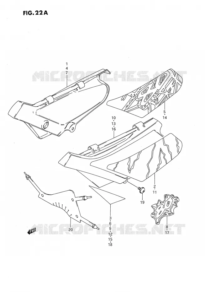 ACHTER KUIP  (MODELE N/P/R/S) Suzuki MOTO 80 DS 1988  DS80J(E24)