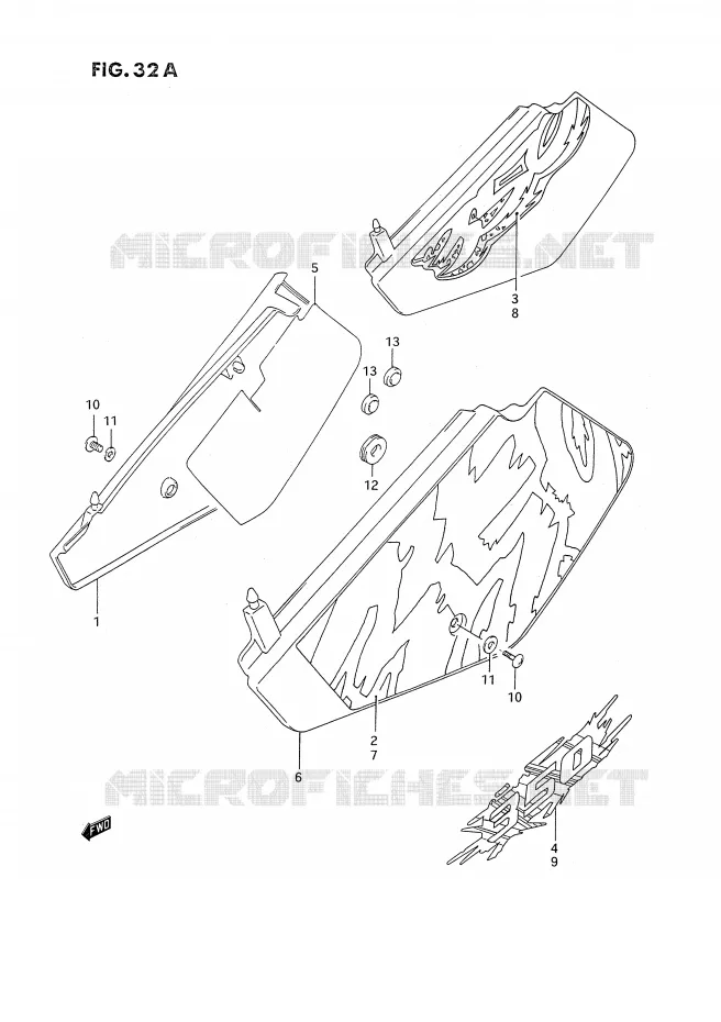 ACHTER KUIP  (MODELE N/P/R) Suzuki MOTO 350 DR 1993  DR350SP/SHP(E2)