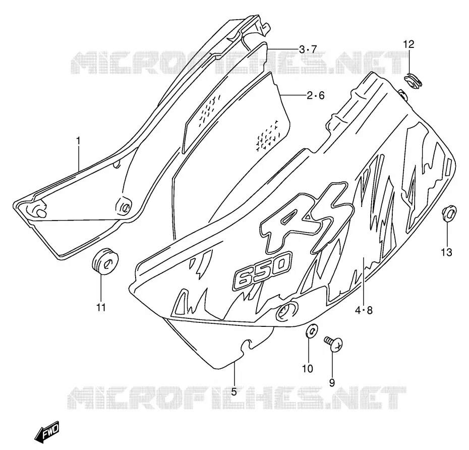 ACHTER KUIP  (MODELE N) Suzuki MOTO 650 DR 1992  DR650SEUN(E4)