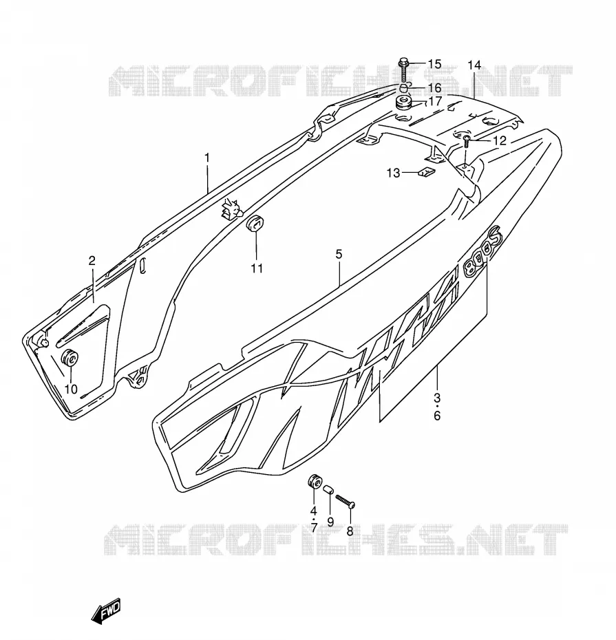 ACHTER KUIP  (MODELE N) Suzuki MOTO 800 DR 1992  DR800SN(E4)