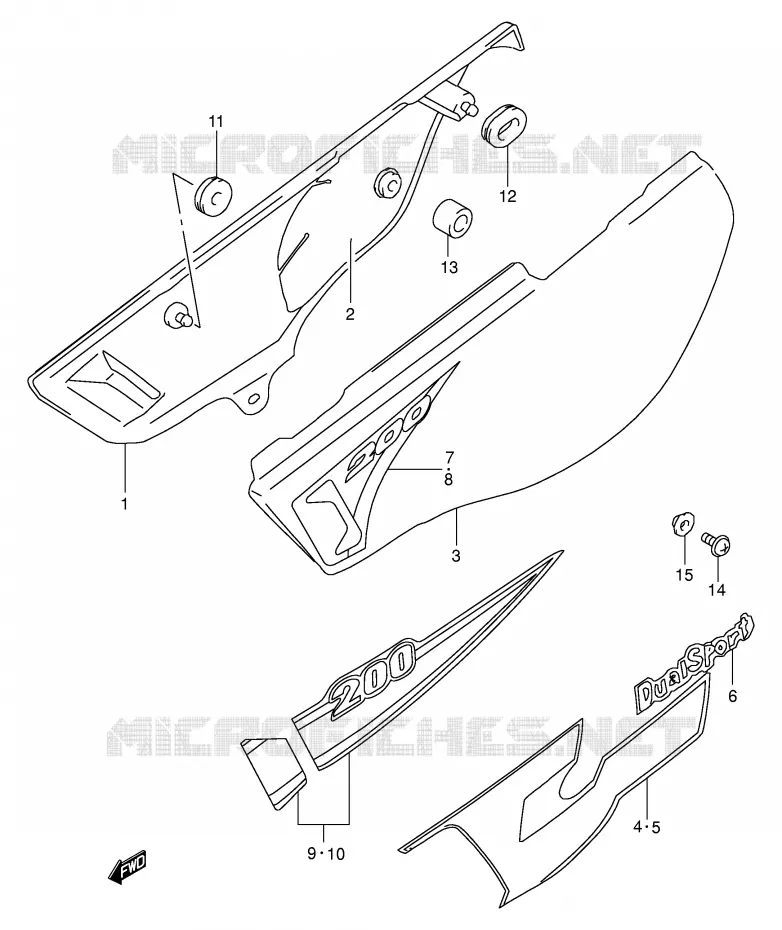 ACHTER KUIP  (MODELE W/X/Y) Suzuki MOTO 200 DR 2000  DR200SEY(E24)