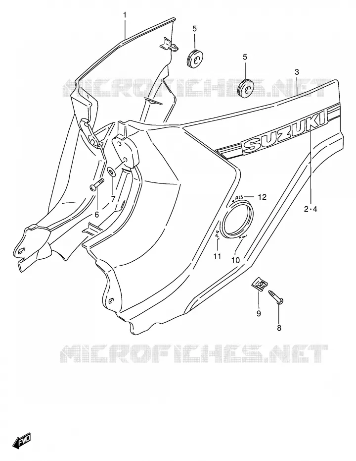 ACHTER KUIP  (MODELE X/Y) Suzuki SCOOTER 100 FB 1999  FB100X(E71)