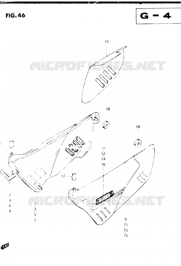 ACHTER KUIP  (MODELE Z E2, E4, E18, E21, E25, E39) Suzuki MOTO 250 DR 1982  DR250SZ(E1)
