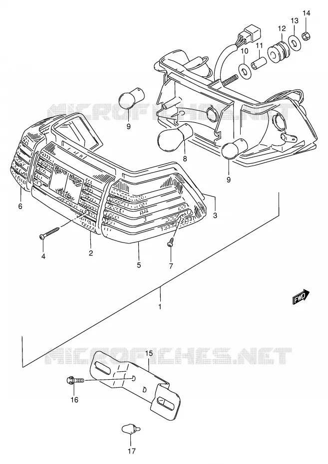 ACHTERLICHT (E1,E30,E43,E45,E71,P1) Suzuki SCOOTER 100 FB 2000  FB100Y(E71)