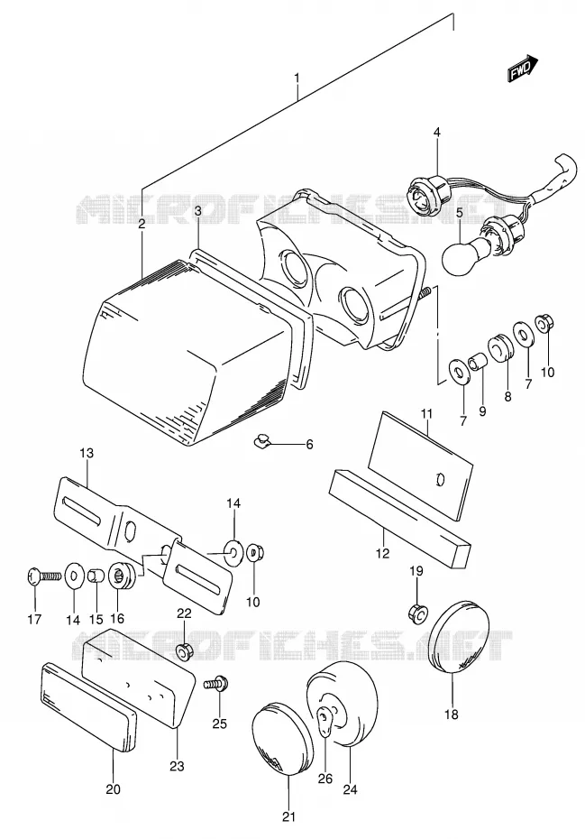 ACHTERLICHT (MODELE M/N/P/R/S) Suzuki MOTO 650 DR 1995  DR650RSEUS(E4)