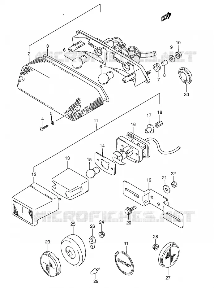 ACHTERLICHT (MODELE M/N/P/R/S) Suzuki MOTO 800 DR 1992  DR800SN(E4)