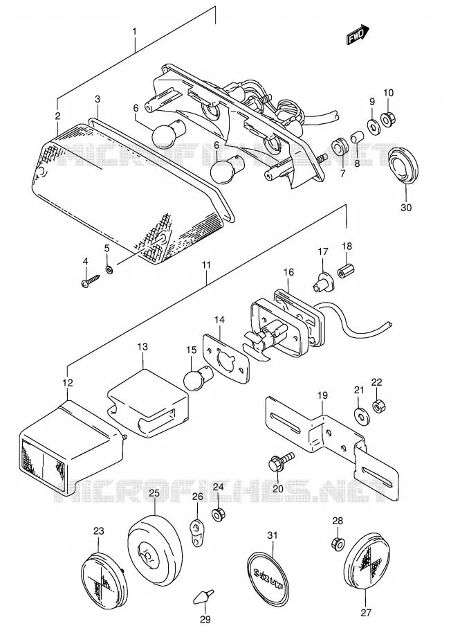 ACHTERLICHT (MODELE T) Suzuki MOTO 800 DR 1991  DR800SUM(E4)
