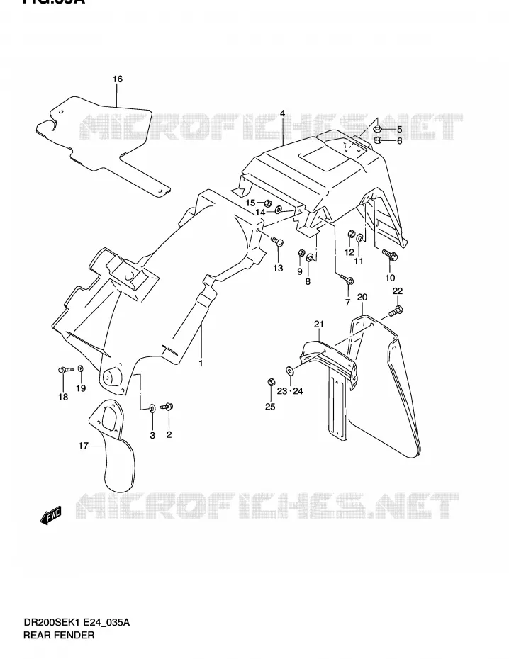 ACHTERSPATBORD (MODELE K2/K3/K4/K5) Suzuki MOTO 200 DR 2002  DR200SEK2(E24)