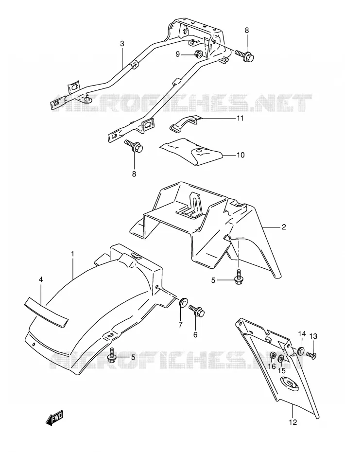 ACHTERSPATBORD (MODELE M/N/P/R) Suzuki MOTO 800 DR 1992  DR800SUN(E4)