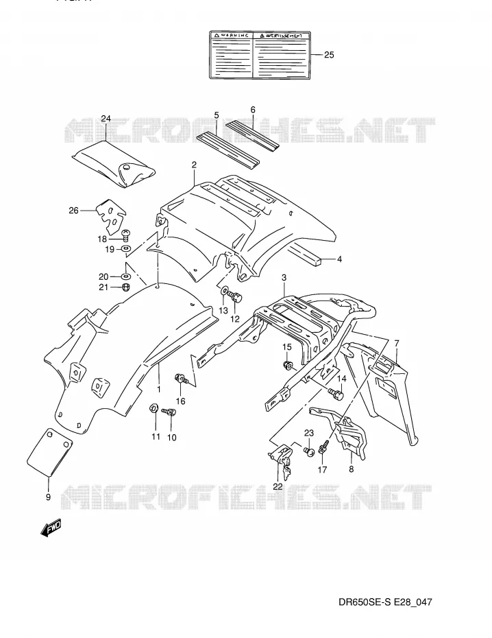 ACHTERSPATBORD (MODELE N/P) Suzuki MOTO 650 DR 1995  DR650SES(E28)