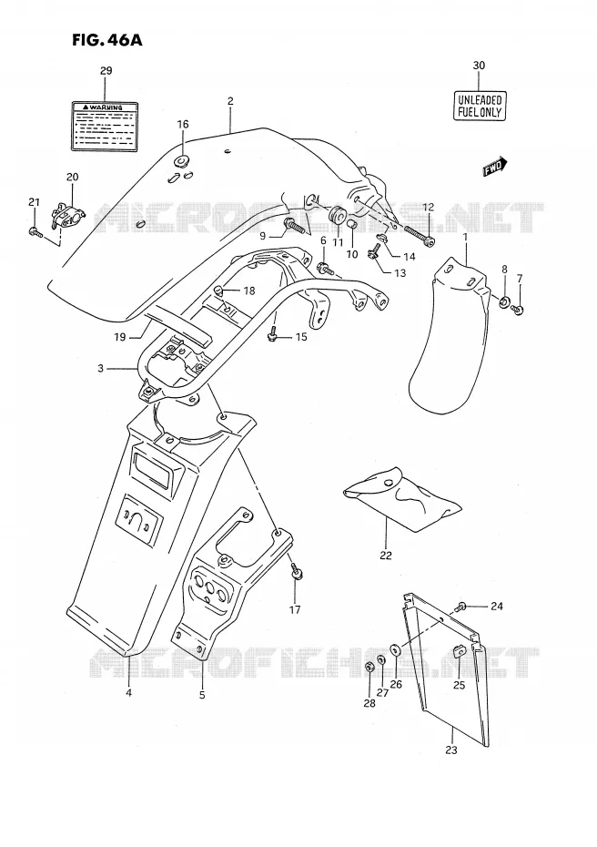 ACHTERSPATBORD (MODELE R) Suzuki MOTO 350 DR 1990  DR350SL(E2)