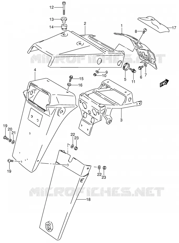 ACHTERSPATBORD (MODELE S) Suzuki MOTO 650 DR 1994  DR650RSEUR(E4)