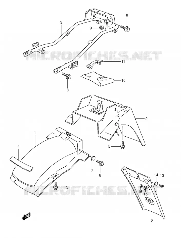 ACHTERSPATBORD (MODELE S) Suzuki MOTO 800 DR 1991  DR800SUM(E4)