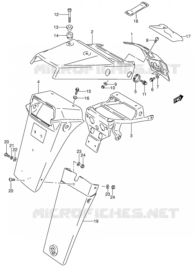 ACHTERSPATBORD (MODELE T) Suzuki MOTO 650 DR 1992  DR650RSEN(E4)