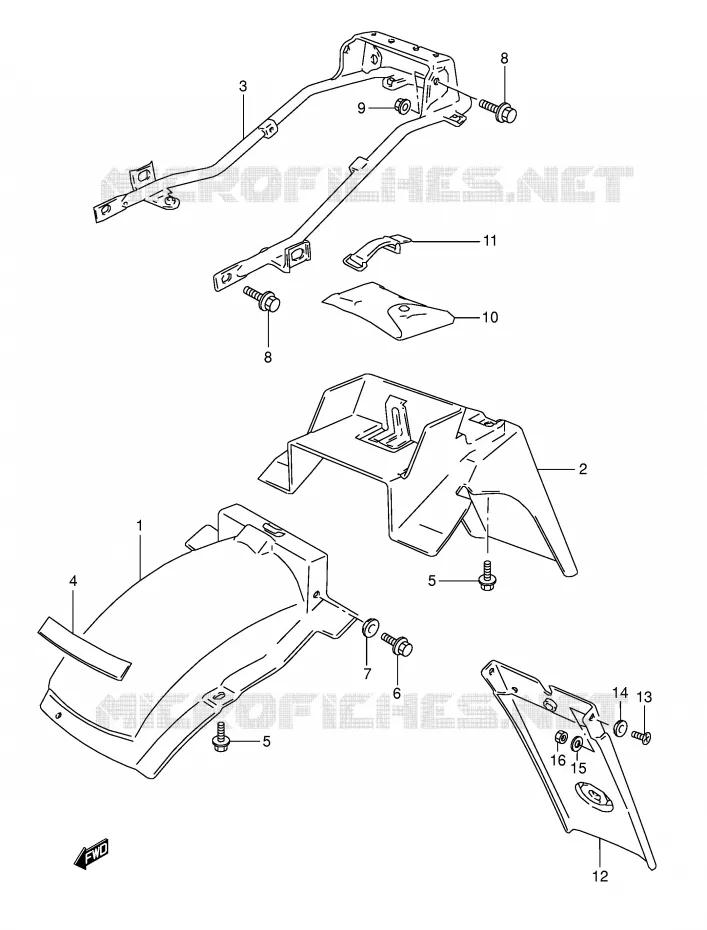 ACHTERSPATBORD (MODELE T) Suzuki MOTO 800 DR 1991  DR800SUM(E4)