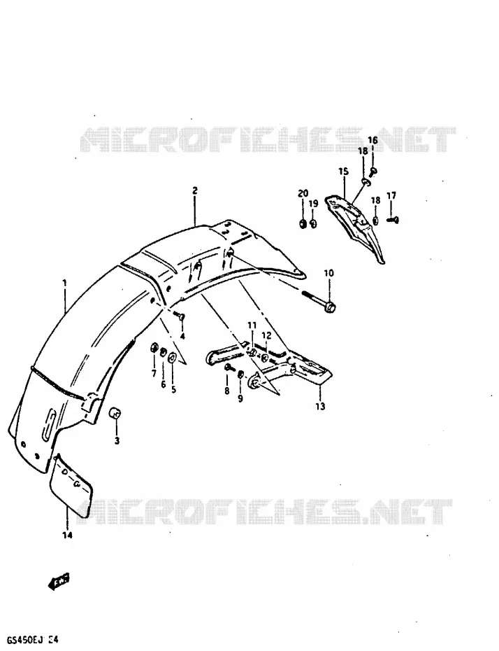 ACHTERSPATBORD Suzuki MOTO 450 GS-E 1987  GS450EH(E/F/G/H/J)